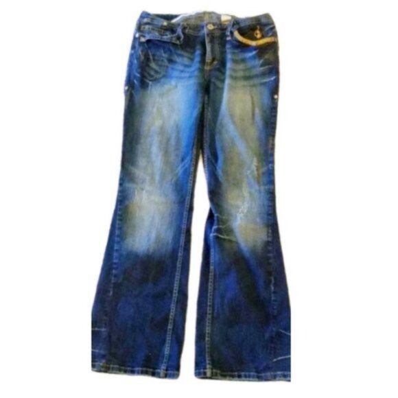 Baby Phat Jeans FLAIR MID RISE Distressed ESTILO CORTE WOMEN'S WOMAN'S 11 - Picture 2 of 10